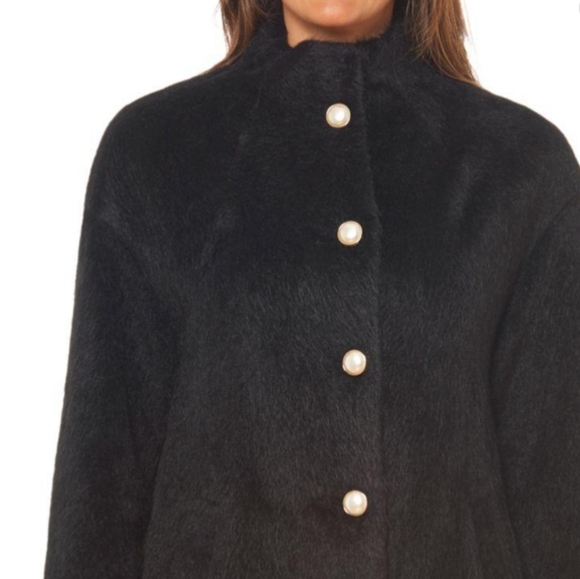 Kate Spade Brushed Wool Button-Up Coat in Black